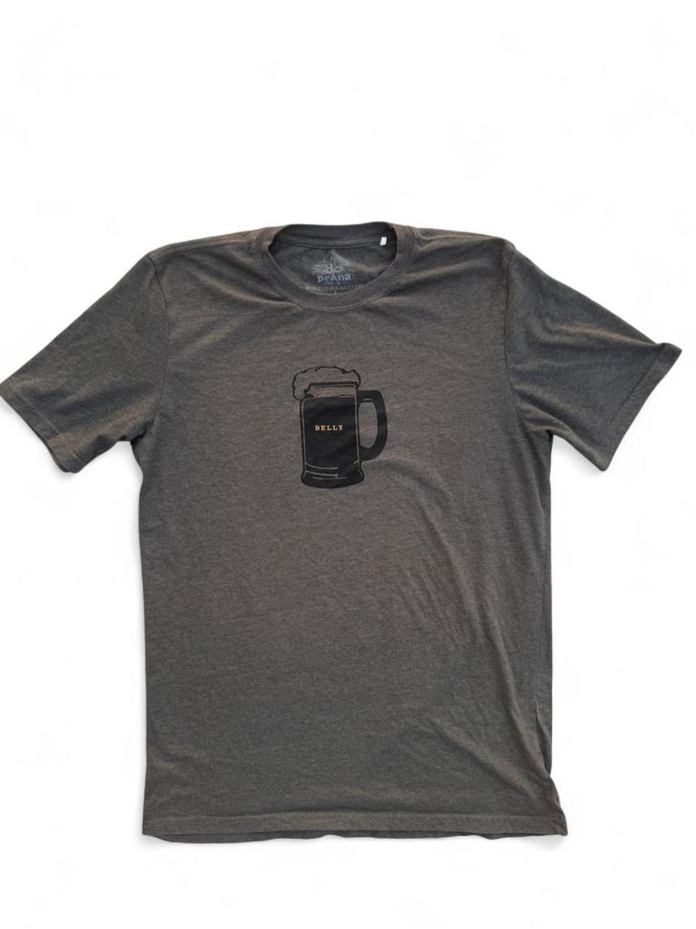 Ultra Soft prAna Men's Gray Graphic Beer Belly Mug T-Shirt
